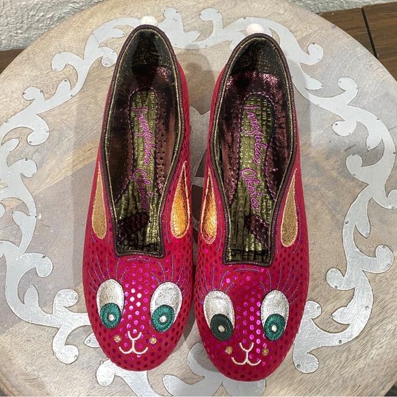 Irregular Choice “Octavius” bunny face flats shoes sz 38 / 8 - luster shiny - Picture 11 of 13